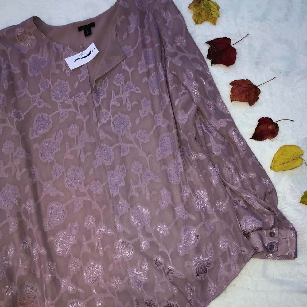 Ann Taylor Lavender Floral Fancy Blouse